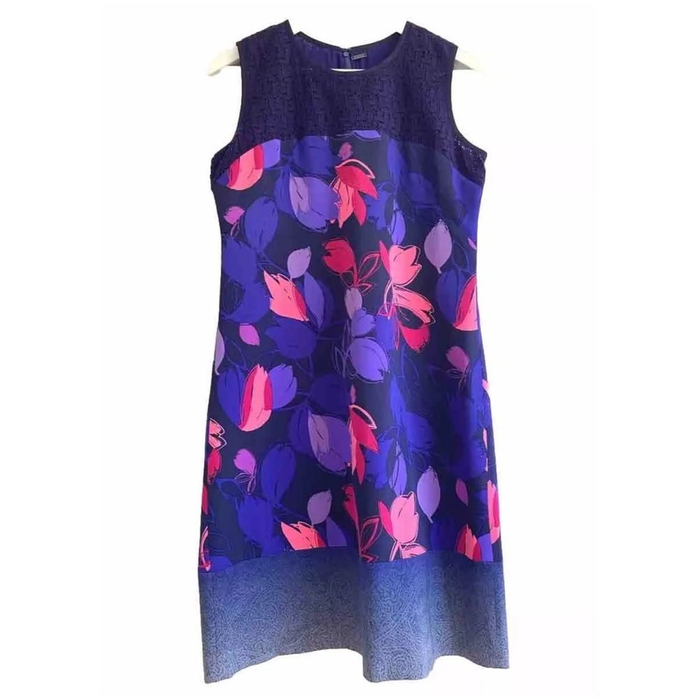 Tahari Silk Dress Floral Sleeveless Sheath Sleeveless